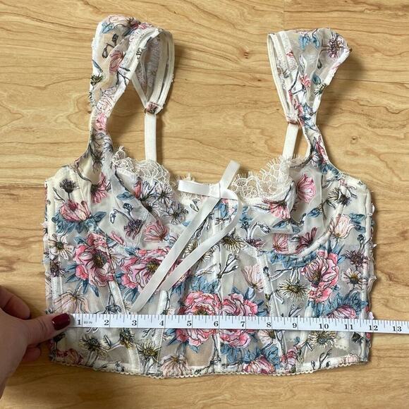 Victoria’s Secret Dream Angels Corset Multicolored Florals & White Lace Trim - Picture 4 of 9